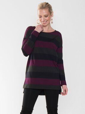 Miik Striped Boxy Long Sleeve Tunic Top